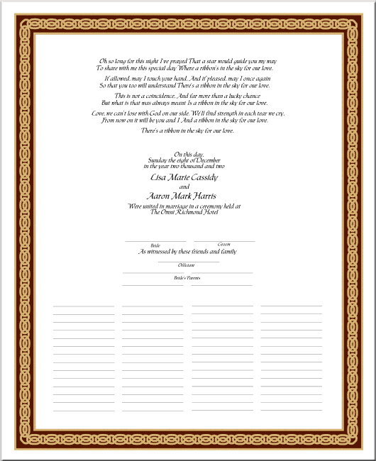 Celtic Weave Wedding Certificate-Marriage Certificate-Victorian Wedding ...